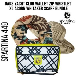 Spartina 449 Seven Oaks Yacht Club Wallet & XL Acorn Whitaker Scarf Bundle